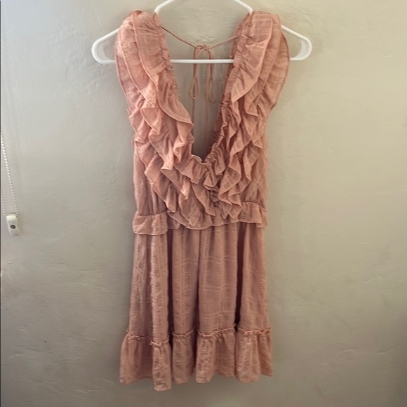 Ruffled Pink/Peach Sleeveless Dress - Picture 1 of 5